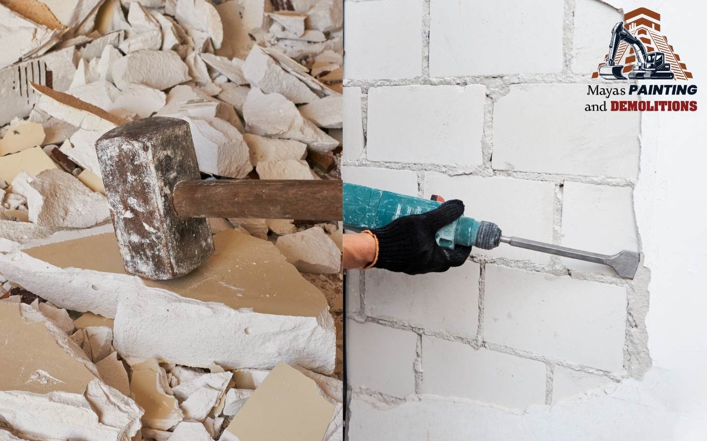 A side-by-side comparison of a rotary hammer and a demolition hammer.